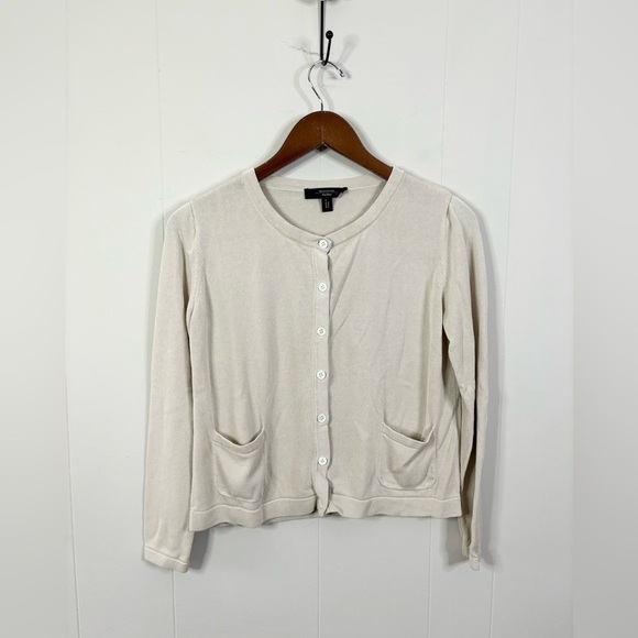 Weekend Max Mara tan beige cardigan knit sweater button front - Picture 1 of 3